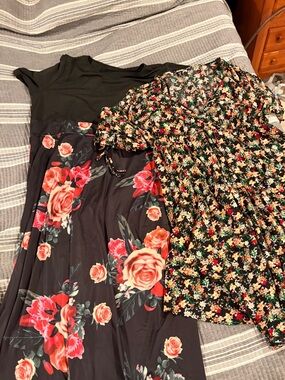 2 SHEIN Women’s Plus size 4X Floral Black & Multicolor Women's Dresses